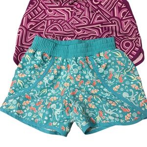Lot of 2 Columbia Girls Size Medium Purple and Teal Kids Shorts Set